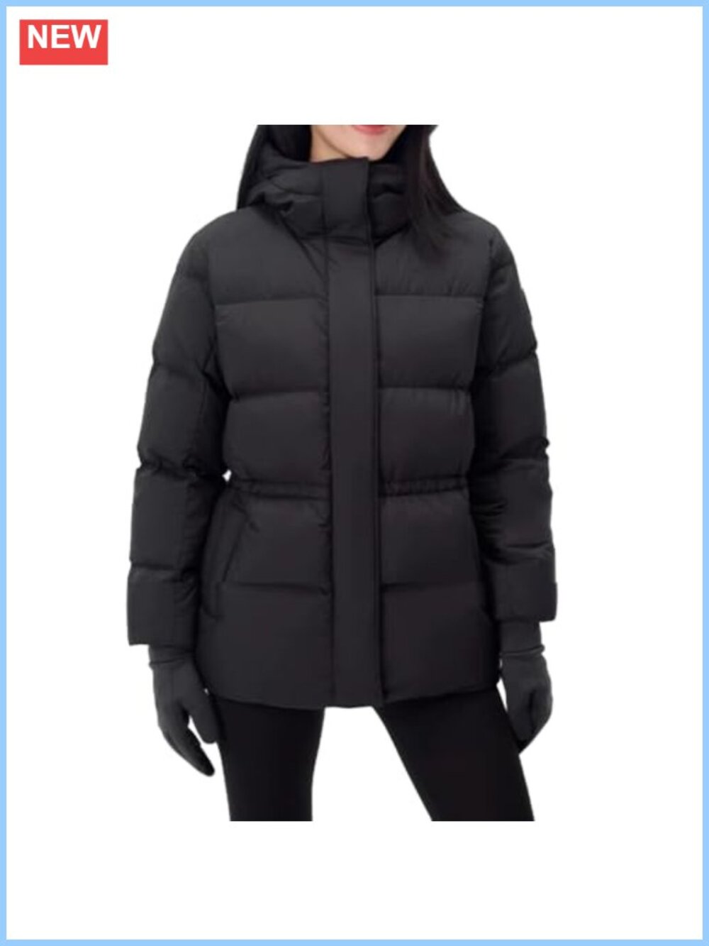 Quilted Puffer Jacket Warm Snow Coat Removable Hood Slim Fit